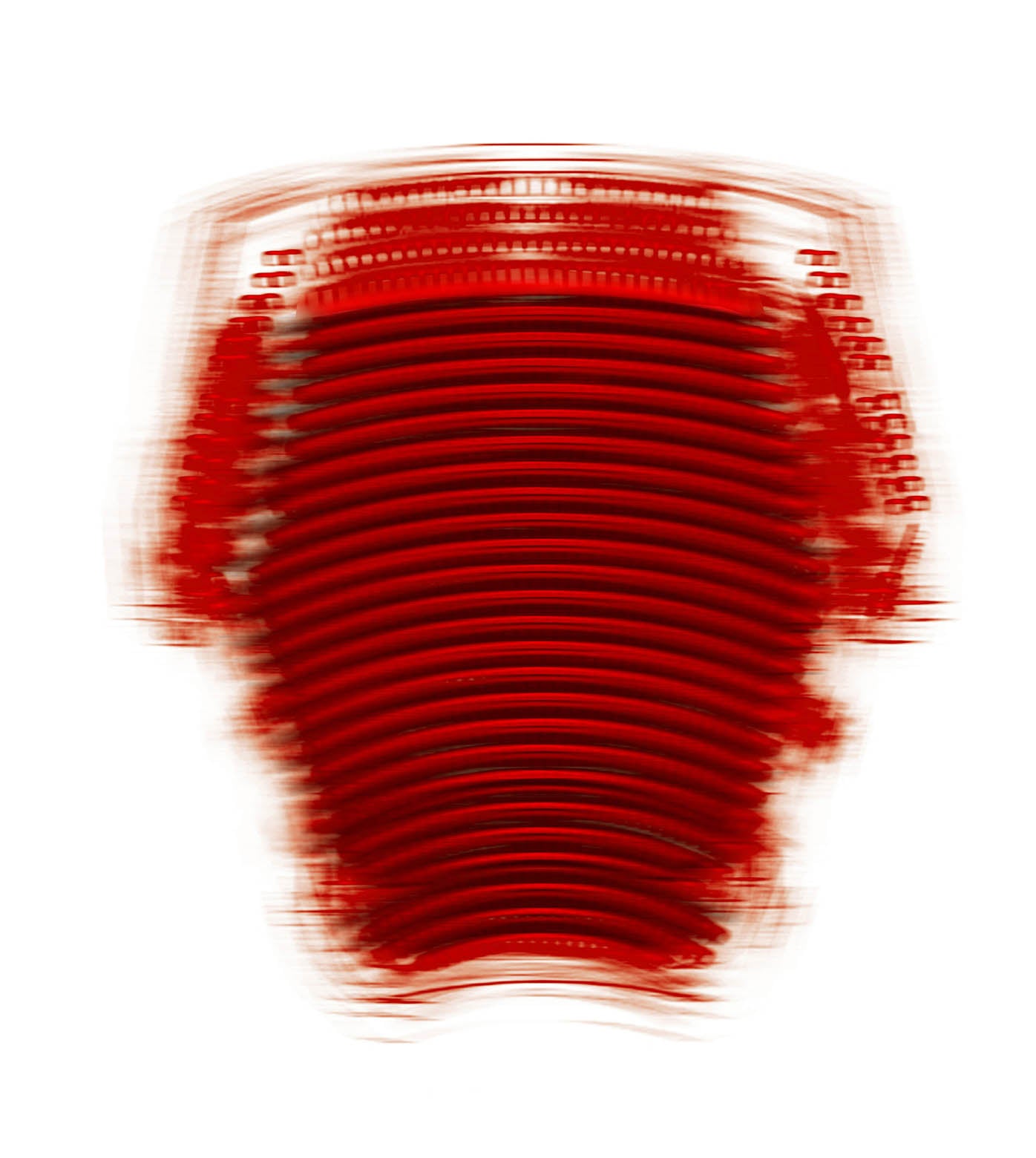  "Alice Tully Hall" by Guillermo Kuitca, Rich, red-toned painting of the redeveloped seating design of the Alice Tully Concert Hall on a bright white background.