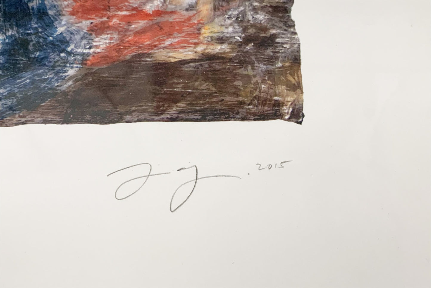 Photo of Angel Otero’s signature on the bottom right of the artwork, signed in 2015.